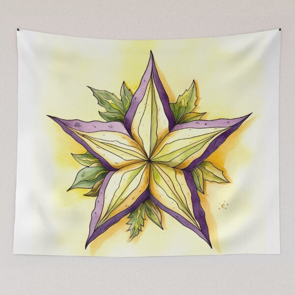 Item preview, Star Design Eggplant, lavender, sage, beige, cream 3 designed and sold by Highlandkings.