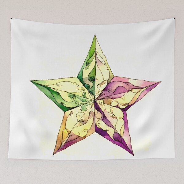 Item preview, Star Design Eggplant, lavender, sage, beige, cream designed and sold by Highlandkings.
