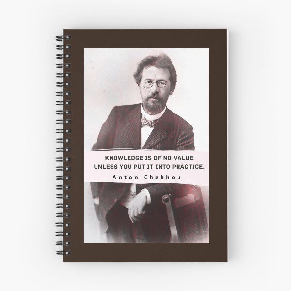 Item preview, Anton Chekhov portrait and  Quote: “Knowledge is of no value unless you put it into practice.” designed and sold by artbleed.