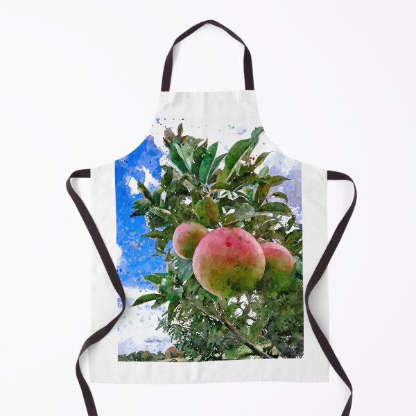 Item preview, Red apple tree with blue sky watercolor print designed and sold by Kate1art.