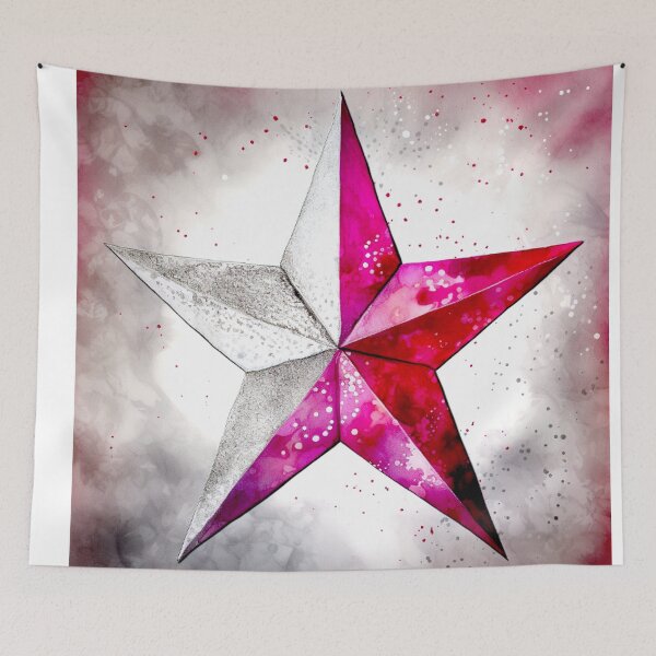 Item preview, Star Design Fuchsia, pink, gray, silver, white 2 designed and sold by Highlandkings.