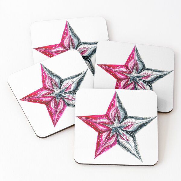 Item preview, Star Design Fuchsia, pink, gray, silver, white designed and sold by Highlandkings.