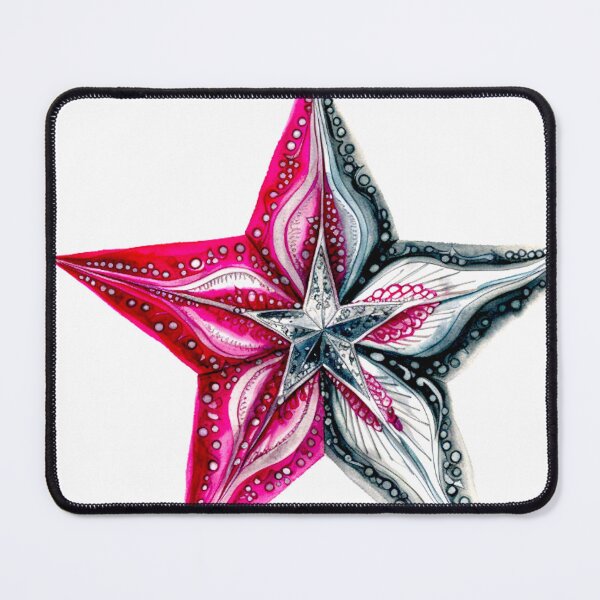 Item preview, Star Design Fuchsia, pink, gray, silver, white designed and sold by Highlandkings.