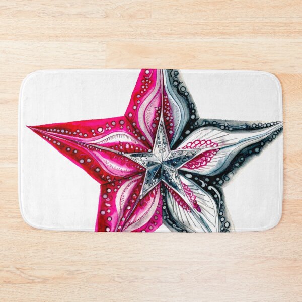 Item preview, Star Design Fuchsia, pink, gray, silver, white designed and sold by Highlandkings.