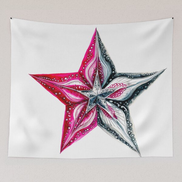 Item preview, Star Design Fuchsia, pink, gray, silver, white designed and sold by Highlandkings.