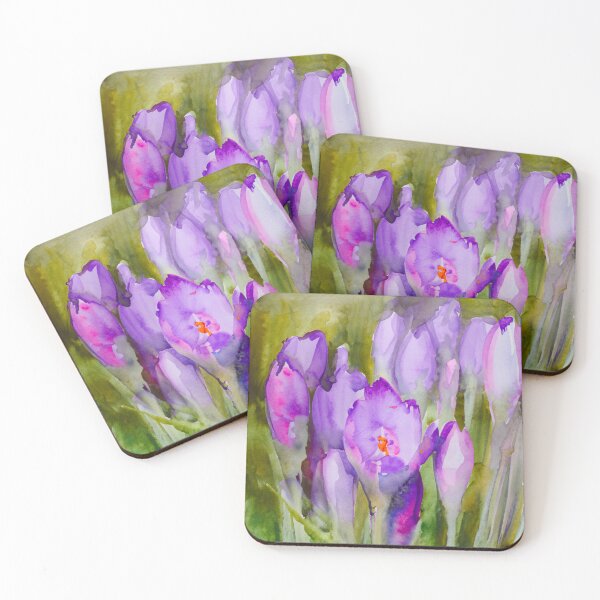 Item preview, Purple crocus watercolor print designed and sold by Kate1art.