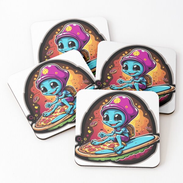 Item preview, Cheesy Adventure – Cute Alien Pizza Ride for Fun Seekers! designed and sold by sadsapiens.