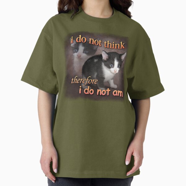 Item preview, No pienso, por lo tanto, no existo - retrato de meme de gato designed and sold by snazzyseagull.