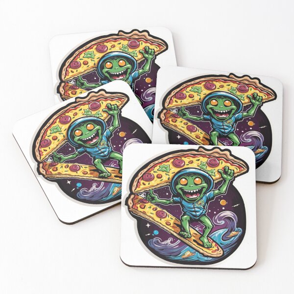 Item preview, Galactic Snack Time – Cute Alien Pizza Slice Ride for Foodies & Kids! designed and sold by sadsapiens.