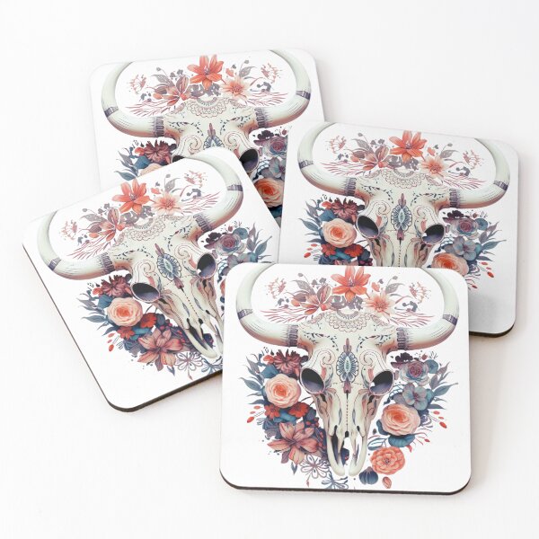 Item preview, Floral cow skull designed and sold by Dominika Bednarska.