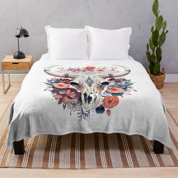 Item preview, Floral cow skull designed and sold by Dominika Bednarska.