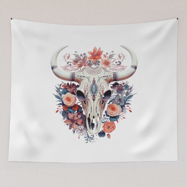 Item preview, Floral cow skull designed and sold by Dominika Bednarska.