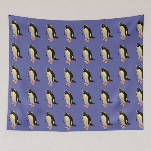 Item preview, Rockhopper Crested Penguin - blue background designed and sold by Louise-Mae.