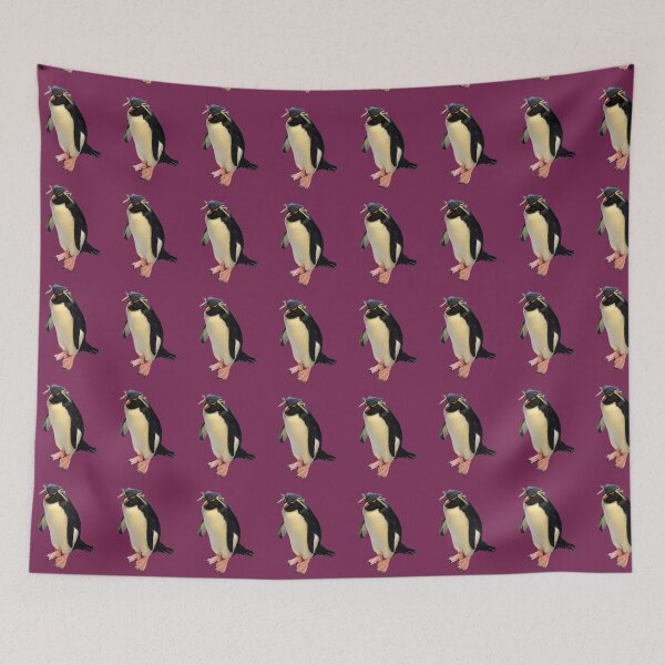 Item preview, Rockhopper Crested Penguin - burgundy background designed and sold by Louise-Mae.