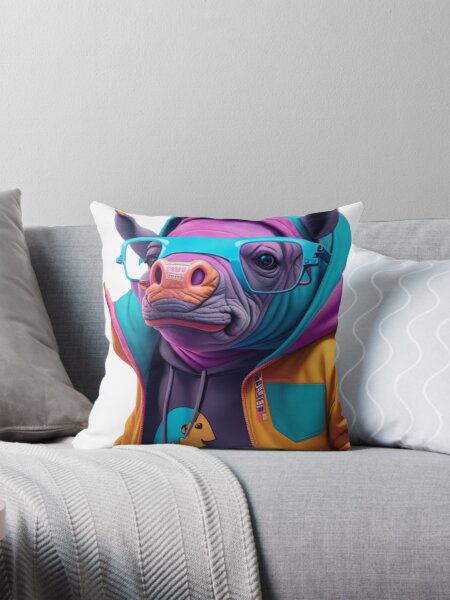 Artikel-Vorschau von Ein ausgestopftes Nashorn, das einen bunten Kapuzenpullover trägt, designt und verkauft von almadah.