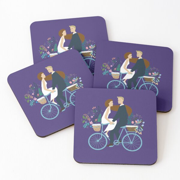 Item preview, vector illustration bride and groom riding bicycle designed and sold by colorfulglee.