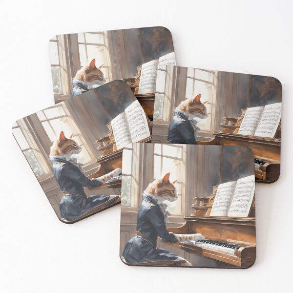 Item preview, Cat playing piano designed and sold by Jambonfromage.