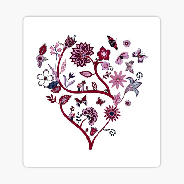 Fantasy Indian Floral - elegant, romantic pattern by Cecca Designs Sticker