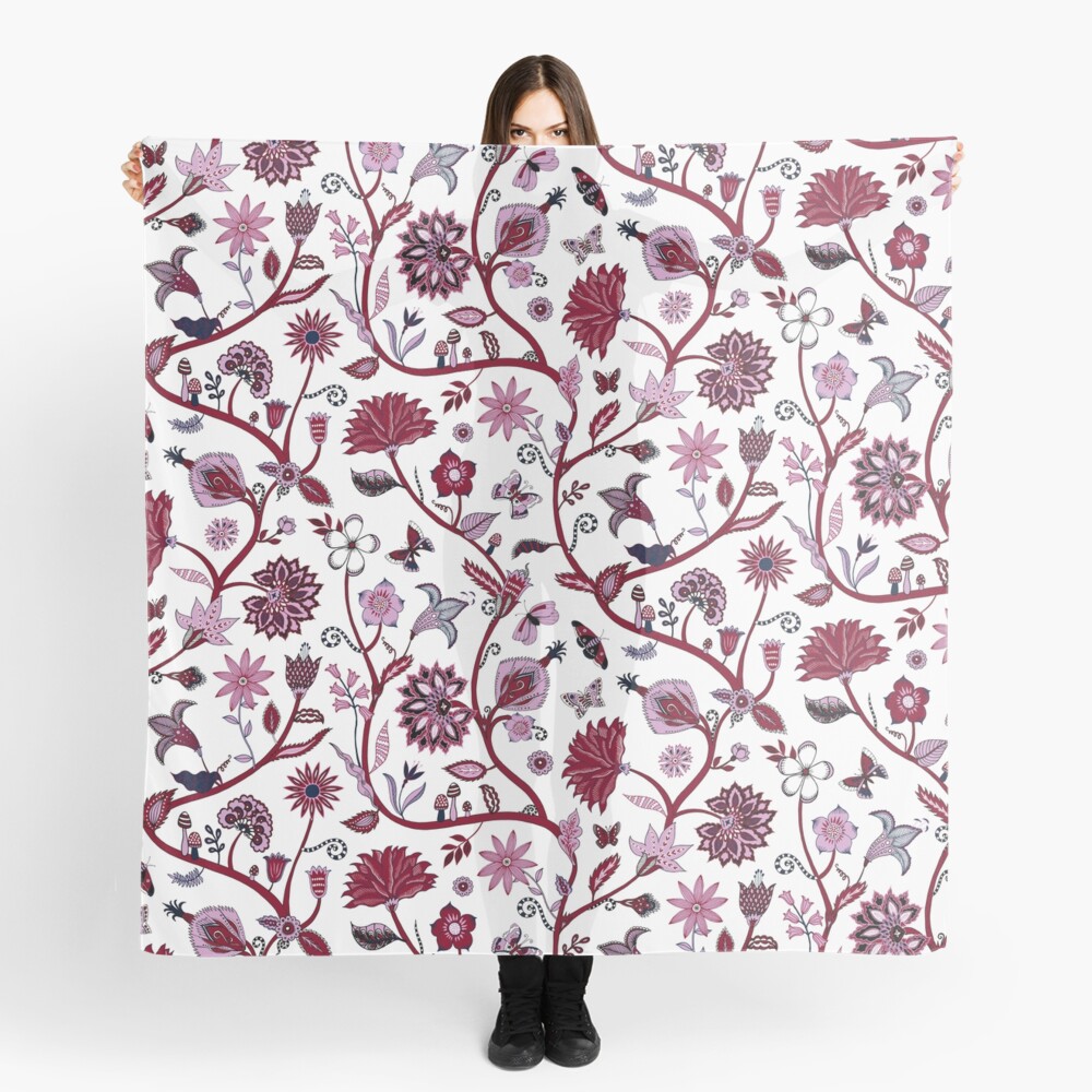 Fantasy Indian Floral - elegant, romantic pattern by Cecca Designs Scarf