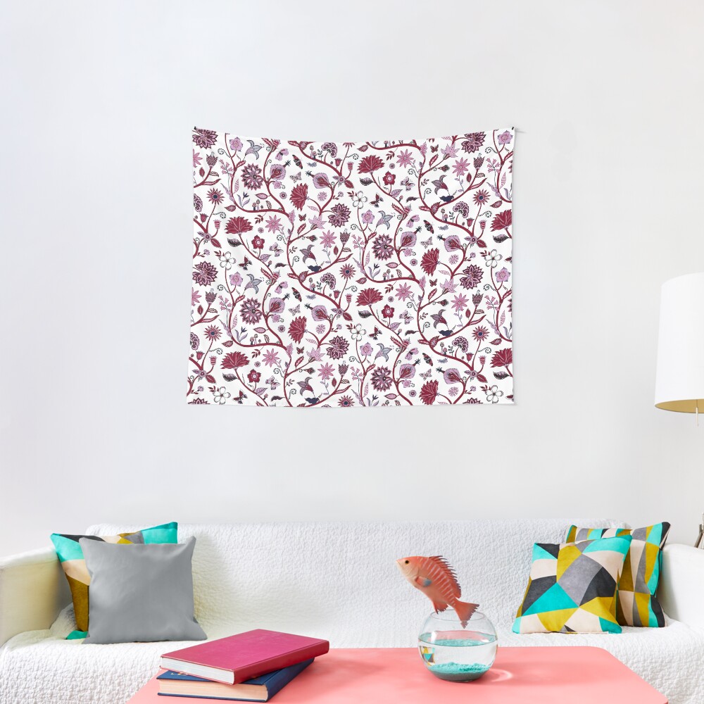 Fantasy Indian Floral - elegant, romantic pattern by Cecca Designs Tapestry