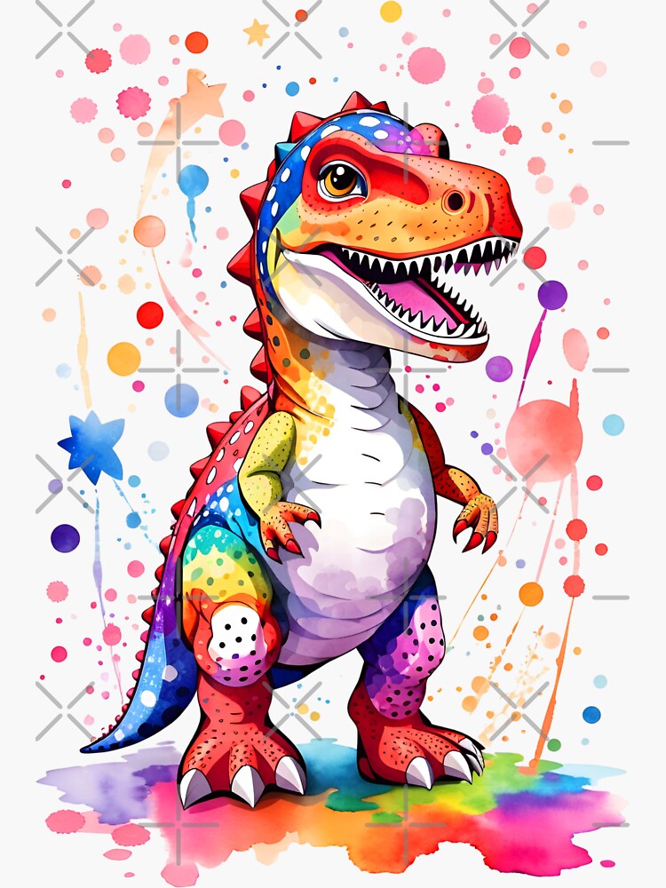 Funny Cartoon Dinosaur, Cute Illustration in Flat Style. Colorful