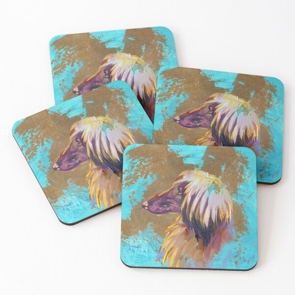 Item preview, Afghan Hound Profile on Teal and Gold designed and sold by LauraGarabedian.