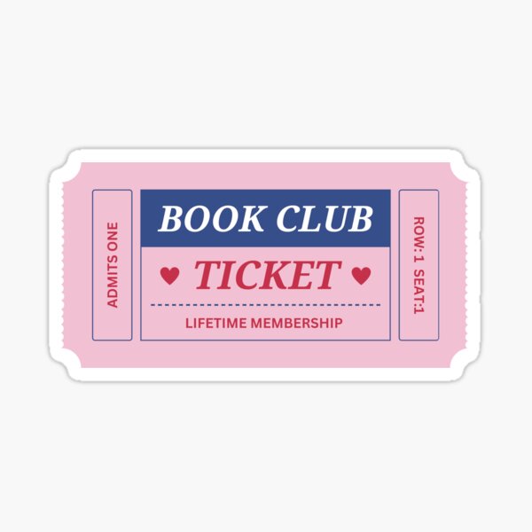 Item preview, book club ticket - pink and blue designed and sold by catdiasart.