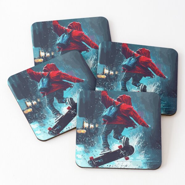 Item preview, Patineta Kickflip bajo la lluvia designed and sold by TomFrontierArt.