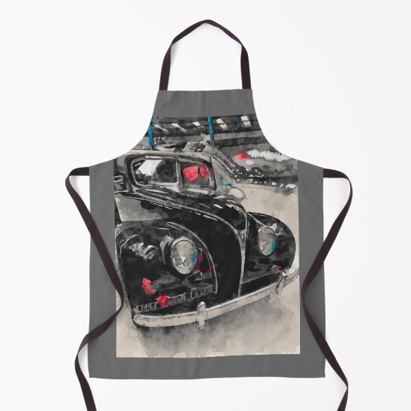 Item preview, Black retro car in garage watercolor print designed and sold by Kate1art.