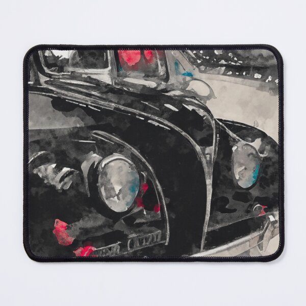 Item preview, Black retro car in garage watercolor print designed and sold by Kate1art.