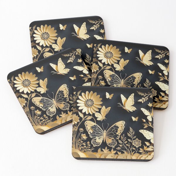 Aperçu de l'œuvre Papier découpé papillon noir et or créée et vendue par sudsaipan.