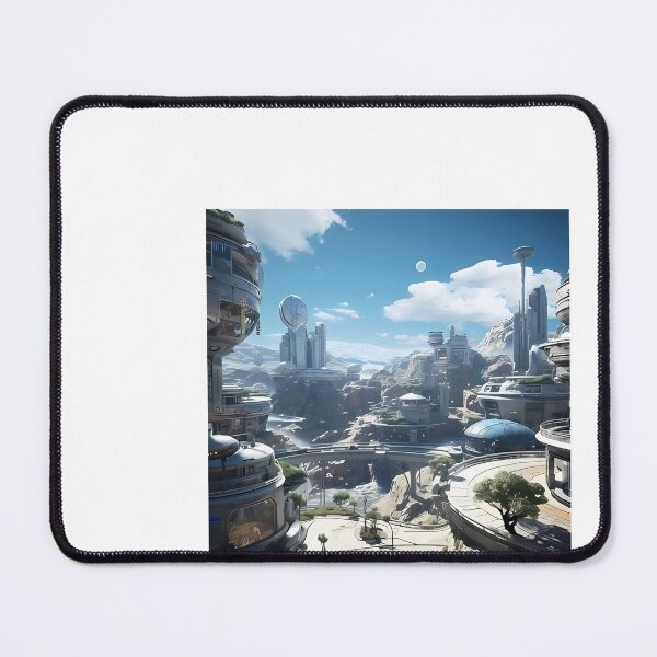 Item preview, a futuristic city with a mountain in the background designed and sold by Dark Fantasy Store.