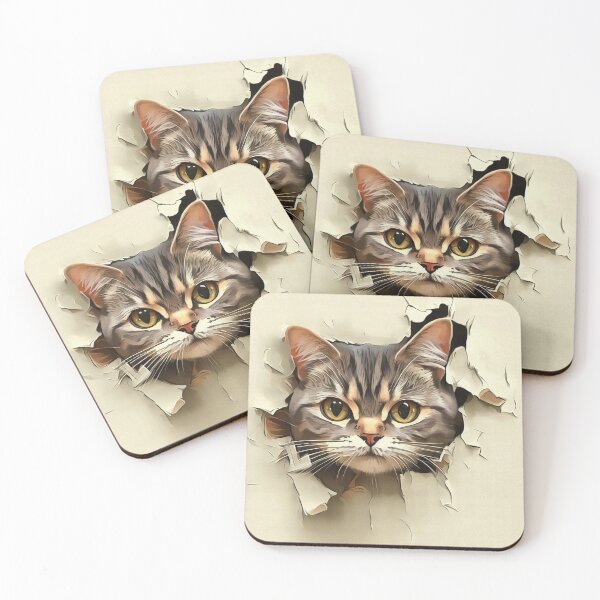 Item preview, Curious Intrusion: Cat Peering Through Torn Wallpaper No 2 designed and sold by The Digital Compass.