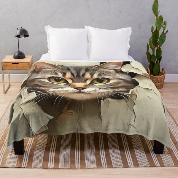 Item preview, Curious Intrusion: Cat Peering Through Torn Wallpaper No 2 designed and sold by The Digital Compass.