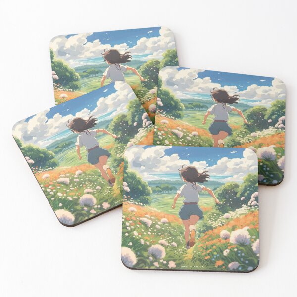 Item preview, Anime Running Through Field of Flowers designed and sold by shirtzemporiumz.