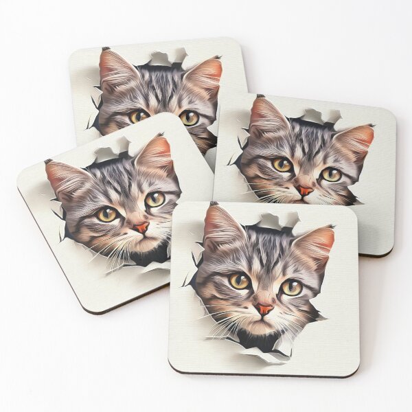 Item preview, Curious Intrusion: Cat Peering Through Torn Wallpaper No 3 designed and sold by The Digital Compass.