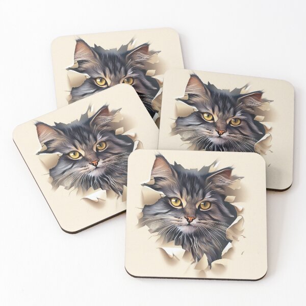 Item preview, Curious Intrusion: Cat Peering Through Torn Wallpaper No 4 designed and sold by The Digital Compass.