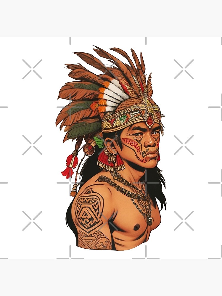 Bless international American Indian Warrior Tattoo Sketch On Canvas Print |  Wayfair