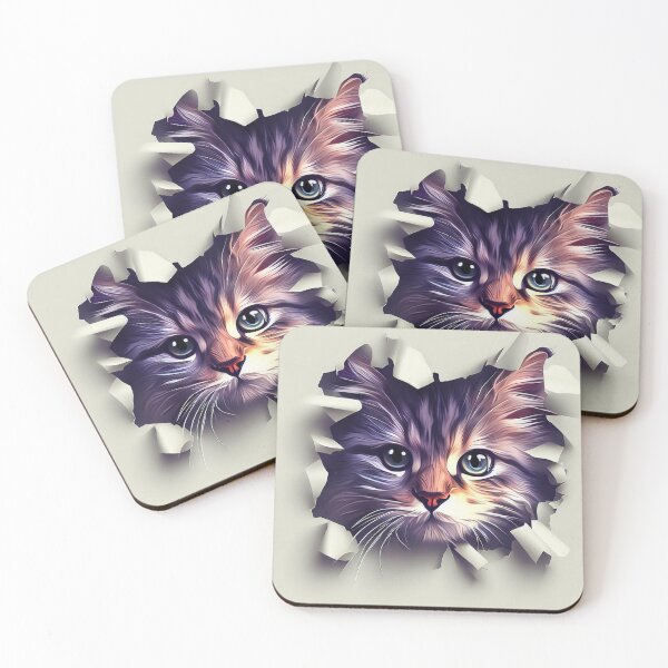 Item preview, Curious Intrusion: Cat Peering Through Torn Wallpaper No 5 designed and sold by The Digital Compass.