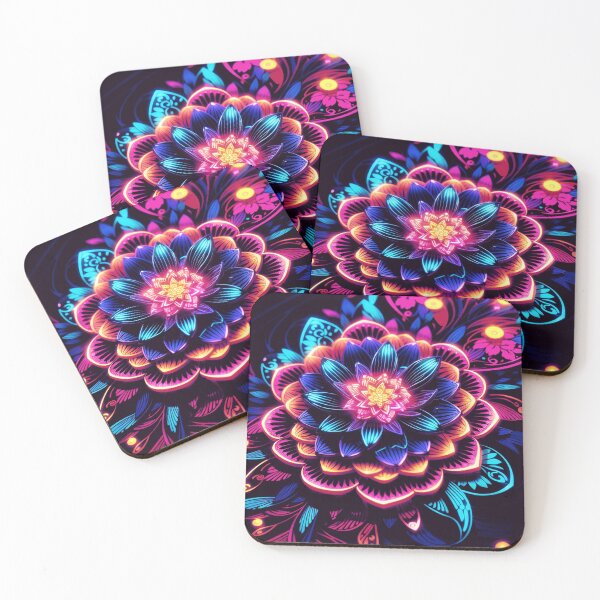 Item preview, Flowers in neon designed and sold by ArtfullMinds.