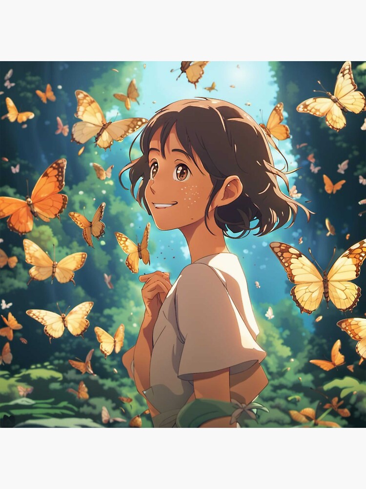 Anime Girl & Butterflies Aesthetic Wallpaper - Anime Girl Wallpaper