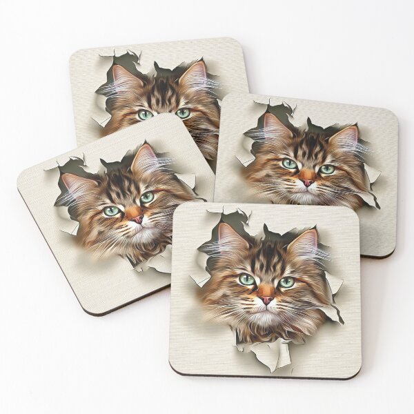 Item preview, Curious Intrusion: Cat Peering Through Torn Wallpaper No 7 designed and sold by The Digital Compass.