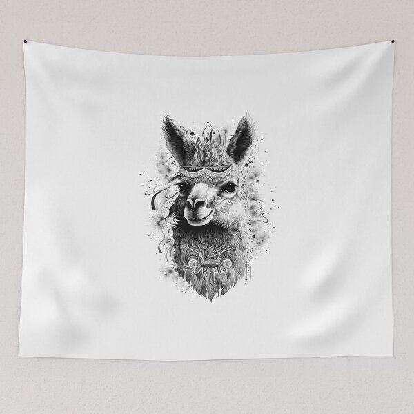 Item preview, Alpaca Design, Black and White, Digital Art, Animals, Nature designed and sold by Tomioka-Art.