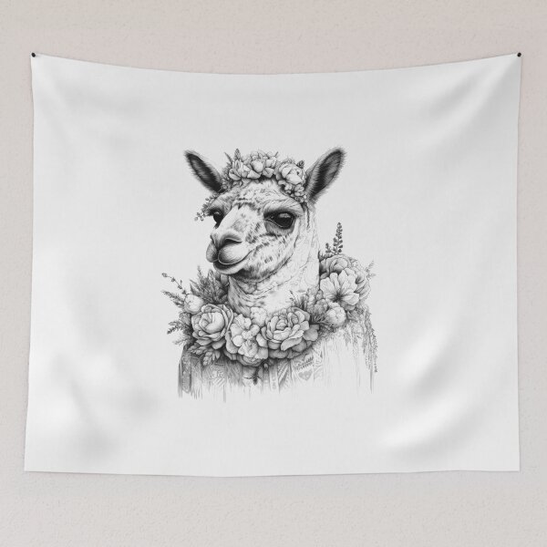 Item preview, Copy of Alpaca Design, Black and White, Digital Art, Animals, Nature designed and sold by Tomioka-Art.