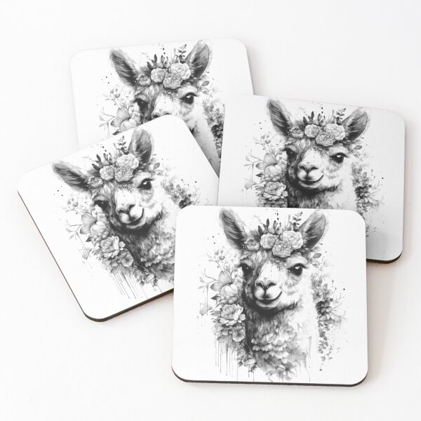 Item preview, Alpaca Design, Black and White, Digital Art, Animals, Nature designed and sold by Tomioka-Art.