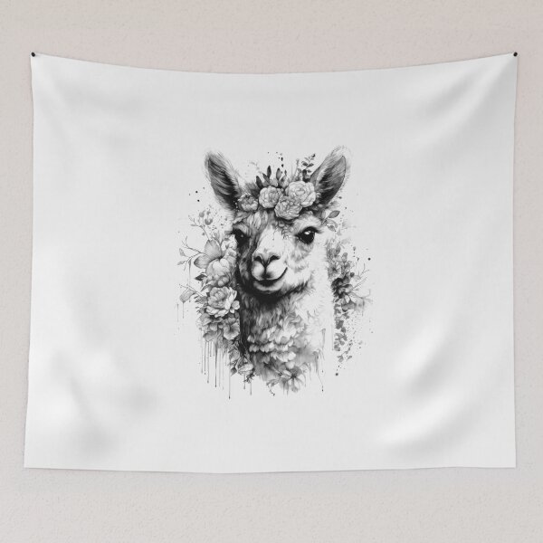 Item preview, Alpaca Design, Black and White, Digital Art, Animals, Nature designed and sold by Tomioka-Art.