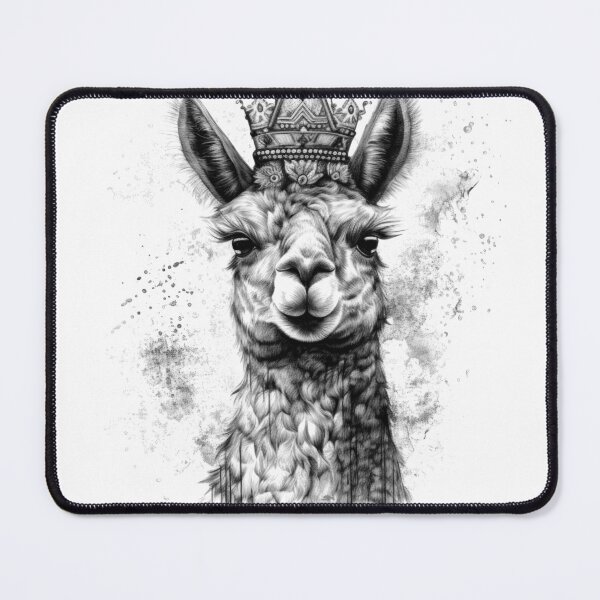 Item preview, Alpaca with Crown Design, Black and White, Digital Art, Animals, Nature designed and sold by Tomioka-Art.