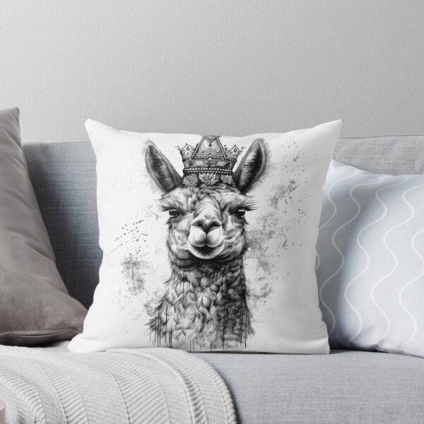 Item preview, Alpaca with Crown Design, Black and White, Digital Art, Animals, Nature designed and sold by Tomioka-Art.