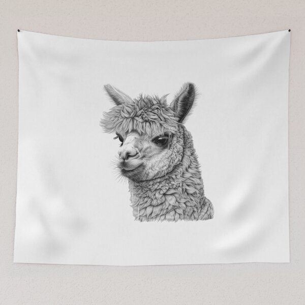 Item preview, Alpaca Realistic Design, Black and White, Digital Art, Animals, Nature designed and sold by Tomioka-Art.