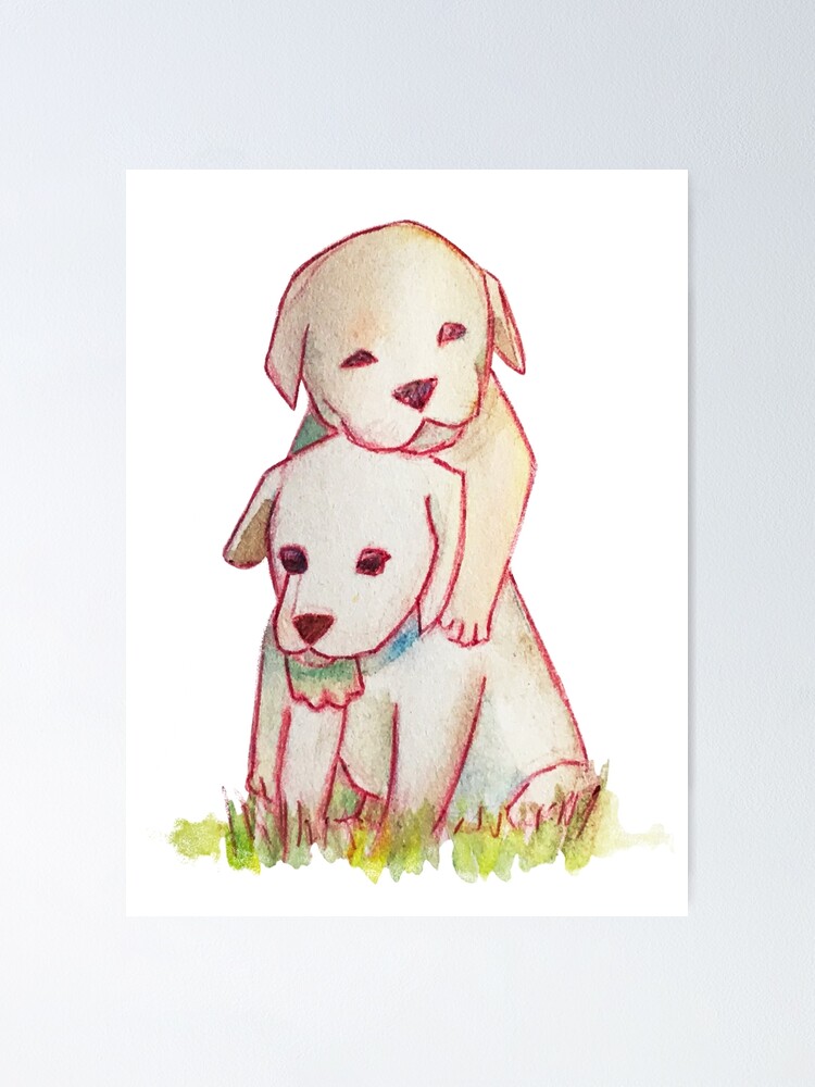 Baby puppies hugging each other